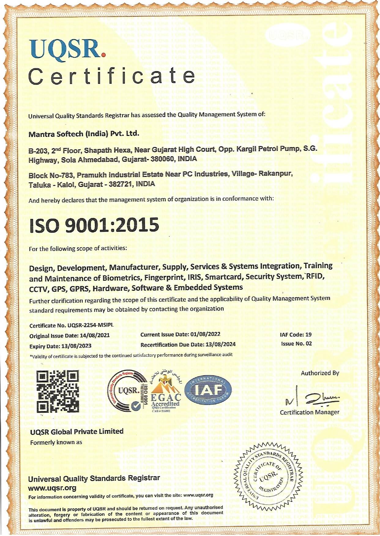 ISO-9001-2015 Certificate